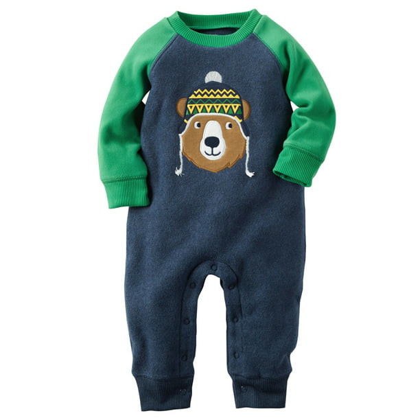 Carter's Carters Baby Clothing Outfit Boys Heather Fleece Jumpsuit Navy