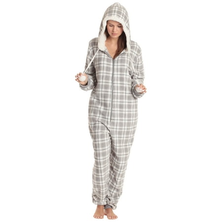 Just Love Christmas Print Pom Pom Adult Bodysuit (Plaid - Grey  XX-Large)