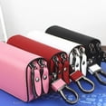 thumbnail image 4 of Cuero Doble Cremallera Llaves Cadena Anillo Gancho Estuche Billetera Bolso Monedero Mujeres Hombres Llavero de coche seitruly BB7029-01, 4 of 7