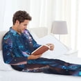 thumbnail image 6 of Honeii Crystal Pattern White Horse Pattern Mens Pajamas Set,2pcs Men's Lounge Long Sleeve Sleep Shirt and Pajama Bottoms Sleepwear Set,Mens Pjs Sets-XX-Large, 6 of 7