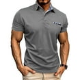 thumbnail image 2 of Sakmal Beach Vacation Polo Shirts for Men Short Sleeve Button Down Tshirts Solid Business Casual Gray Mens Shirts L, 2 of 8