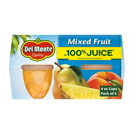 Del Monte Mixed Fruit in 100% Juice 4 oz Cup (Pack of 4)