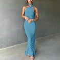 thumbnail image 5 of Ynynloco Wedding Guest Dresses for Women One Shoulder Sleeveless Corset Pleated Backless Maxi Dress for Elegant Party Cocktail, 5 of 7