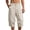 Beige@GC@, variant on CONZONE Mens Baggy Linen Capri Pants Wide Leg Pants for Men Trendy Elastic Waist Solid Soft Casual Joggers Pant With Pockets