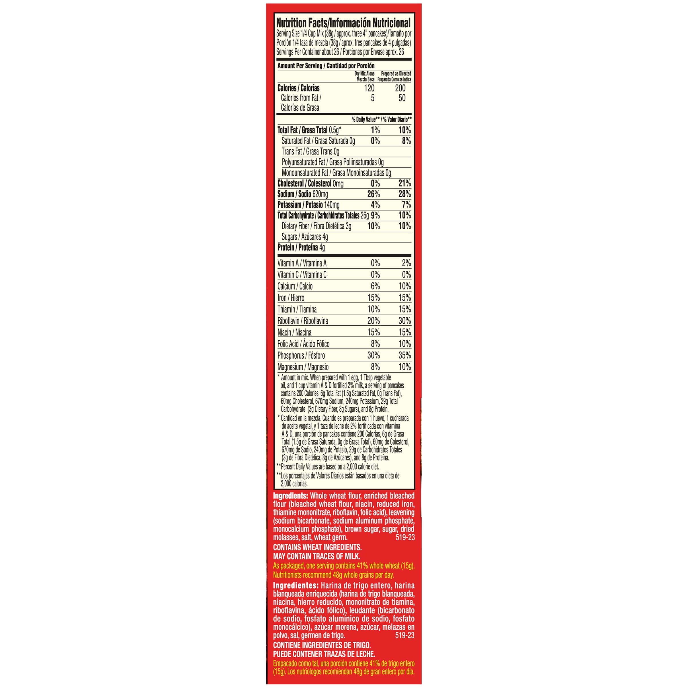 Aunt Jemima Whole Wheat Blend Pancake & Waffle Mix, 35 oz Box