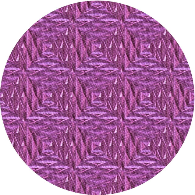 Ahgly Company Machine Washable Indoor Round Transitional Medium Violet Red Pink Area Rugs, 3' Round