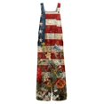 thumbnail image 5 of JULMCOMO 4th of July Jumpsuits for Women Independence Day Cotton Linen Patriotic Long Pants American Flag Sleeveless Wide Leg 1776 Overalls with Pockets Khaki XL, 5 of 6