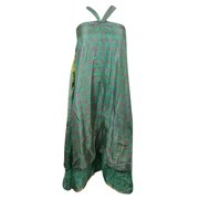 Mogul Women's Wrap Skirt Floral Print Silk Sari Reversible 2 Layer Beach Dress Cover Up