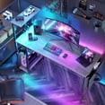 Bestier 52 inch Gaming Computer Desk with LED Lights Reversible Corner