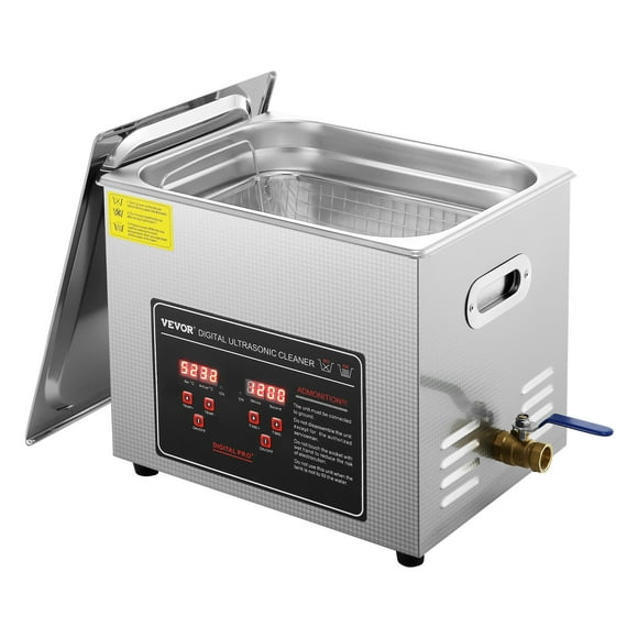 VEVOR Ultrasonic Cleaner with Digital Timer & Heater, Professional Jewelry Cleaner, Stainless Steel Heated Cleaning Machine Small Parts Circuit Board (10L)