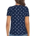 thumbnail image 3 of Fuzoiu Nautical Themed Simple Anchors Print Women's V-Neck T-Shirt,Women's Short Sleeve Top, Comfortable for Work, Leisure, and Sports, 3 of 7