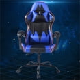 thumbnail image 3 of CRO Decor PVC Gaming Chair USA Comics Style Leather with Lumbar Support in Blue, 3 of 10