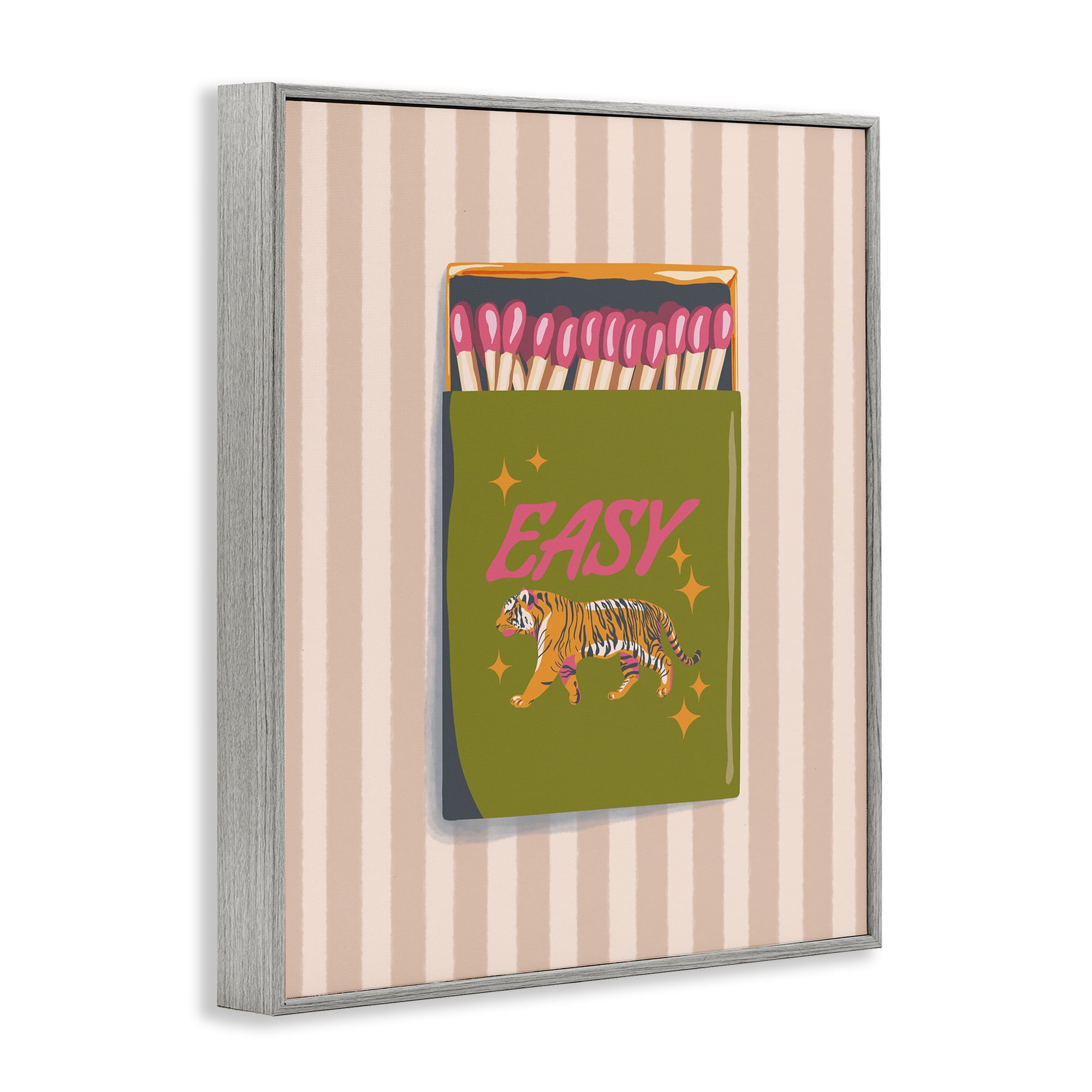 Easy Tiger Retro Matches Gray Framed Giclee Art, design by Elyse Anastacia