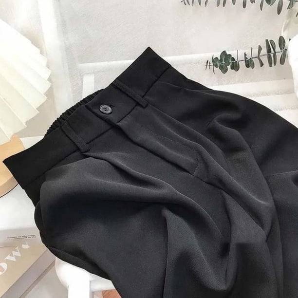 Pantalones anchos de color albaricoque para mujer, pantalones casuales rectos verticales de cintura alta sueltos y adelgazantes para verano y primavera