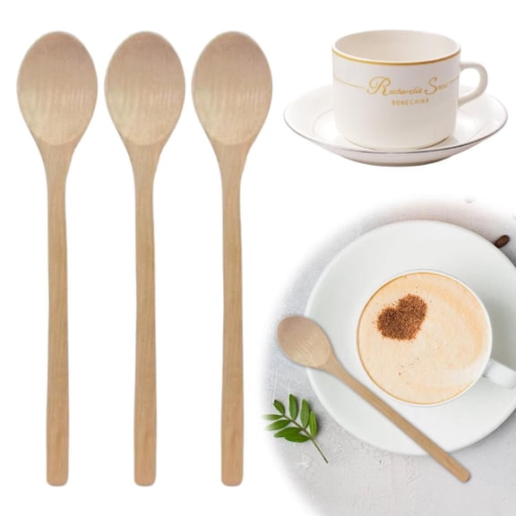 3Pcs 10 Inch Long Wooden Spoons for Cooking - Oval Wood Mixing Spoons for Baking, Cooking, Stirring - Sauce Spoons