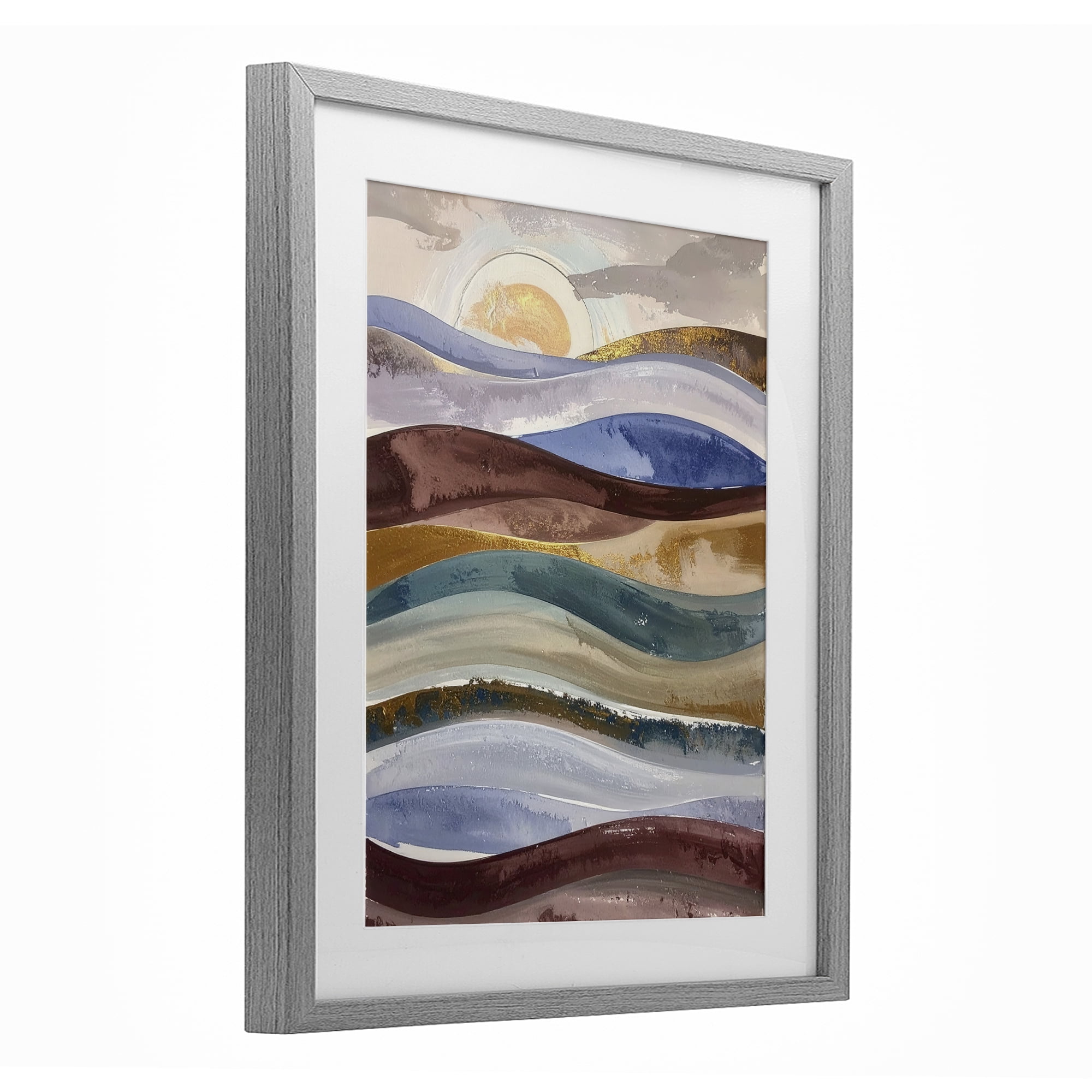 Stupell Industries Layered Ocean Flow Gray Framed Print Under Glass, design by Alonza Saunders