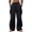 Black, variant on Men’s Loose Fit Drawstring Waist Cargo Pants with Zippered Pockets Adjustable Hem Streetwear Trousers for Daily Wear