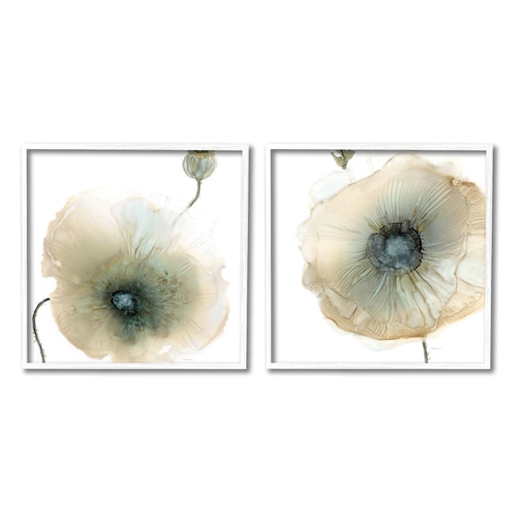 Stupell Industries Poppy Flowers Modern Watercolor Graphic Art White Framed Art Print Wall Art, Set of 2, Design by Carol Robinson