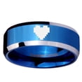 thumbnail image 2 of Tungsten Zelda Heart Design 8mm Glossy Blue Two Tone Polished Beveled Edges Men Ring, 2 of 2