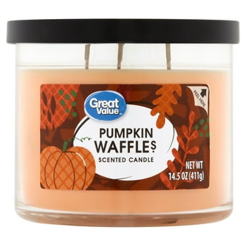 Great Value Limited Edition Pumpkin Waffles Scented Candle, 14 oz