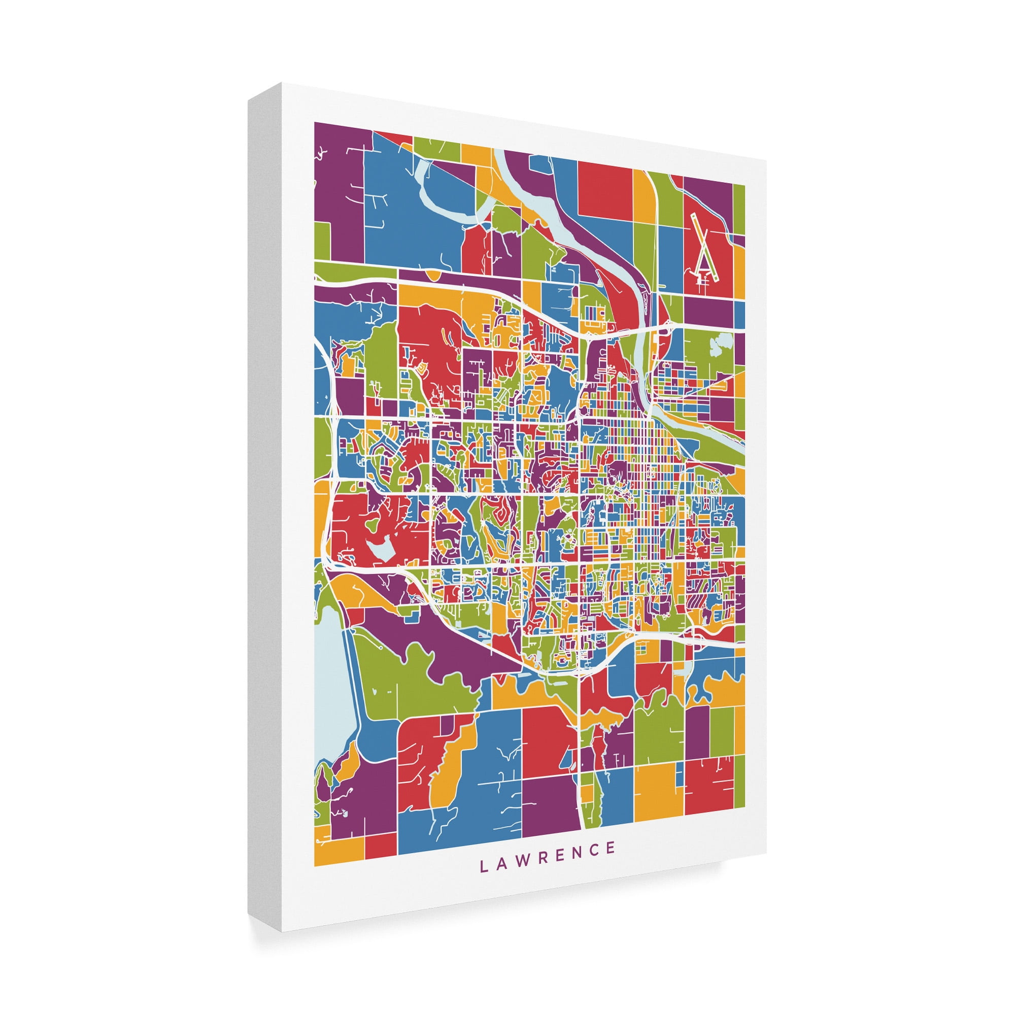 Trademark Fine Art 'Lawrence Kansas City Map' Canvas Art by Michael Tompsett