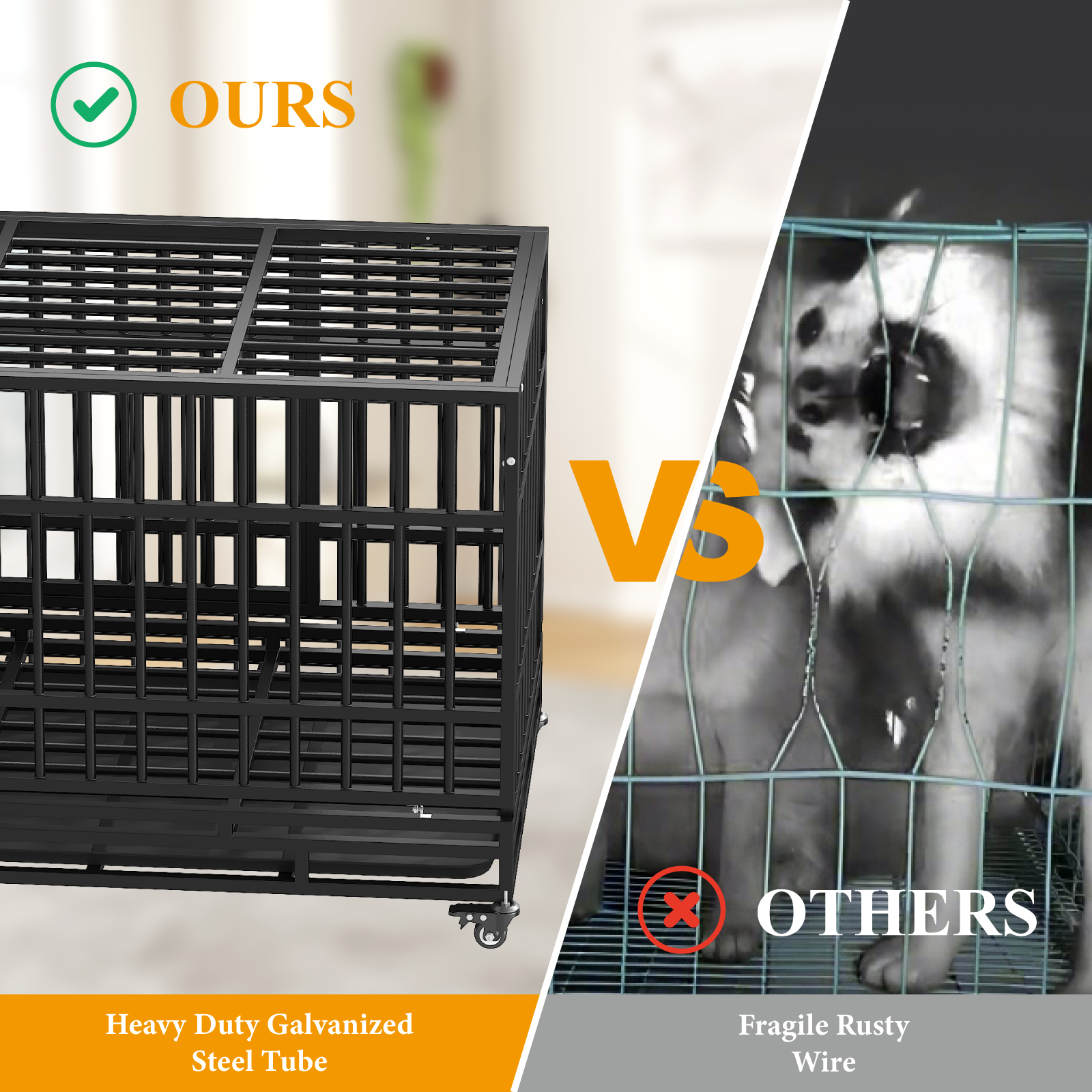 TIMHAKA 48-Inch Heavy Duty Dog Crate with Double Doors photo 6