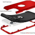 thumbnail image 2 of Heavy Duty Case for iPhone 12 Mini, Rugged PC Back Hybrid Soft Silicone Inner Triple-Layers Shockproof Case with Magsafe Wireless Charging Hollow Logo Anti-Scratches Case, Red, 2 of 5