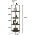 thumbnail image 2 of 5 Tier Corner Shelf with LED Light,Tall Corner Wall Shelf, Display Shelf,Narrow Bookshelf,The Classic Combination of Rustic Brown and Black Standing Shelf,Suitable for Bedroom,Living Room,Kitchen, 2 of 8