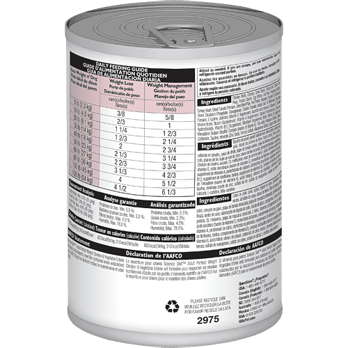 Hill's Science Diet Adult Perfect Weight Canned Dog Food, Chicken & Vegetable Entrée, 12.8 oz, 12 Pack wet dog food