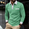 thumbnail image 4 of CCRFTGI Mens Polo Shirts Casual Long Sleeve Shirt Classic Golf Polos collared shirts Army Green L, 4 of 5