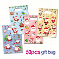 thumbnail image 2 of 50Pcs Christmas Gift Bags with Handles Xmas Treat Bags Santa Claus Plastic Candy Goodie Snack Bags Bulk for Christmas Party Decorations Supplies Favors, 2 of 9
