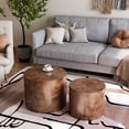 thumbnail image 4 of Nesting Round Coffee Table Set of 2 - Brown Burl Wood Accent Tables for Living Room, 4 of 10