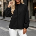 thumbnail image 2 of Zpanxa Windbreaker Jacket Women Stand Collar Zip Up Lightweight Hoodless Elastic Cuffs Sports Coat with Pockets Black L, 2 of 5