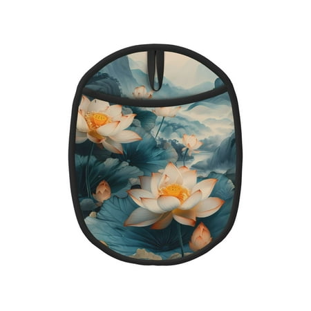 

Matuu Mountain Lotus Serenity for Non Slip Pot Holder for Kitchen Baking and Cooking Silicone Pot Mat Mitten With Hanging Loop Heat Resistant 7.5 x 9.4 Inches