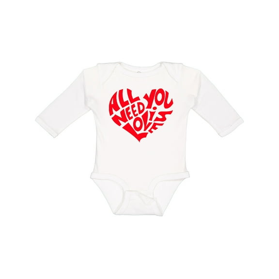 Inktastic All You Need is Love Red Heart Shape Boys or Girls Long Sleeve Baby Bodysuit