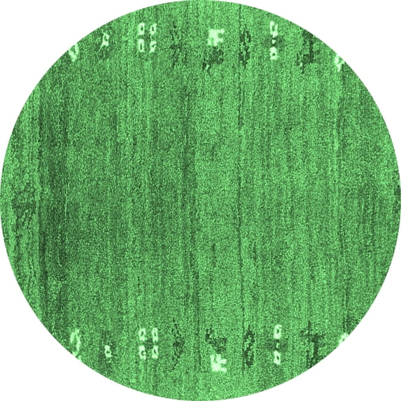 Ahgly Company Indoor Round Abstract Emerald Green Contemporary Area Rugs, 8' Round