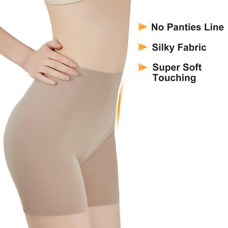 QRIC 2-Pack Nude Slip Shorts for Women Under Dress Seamless Anti