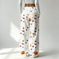 thumbnail image 3 of Trgacdwlo Halloween Fleece Pj Pants Women Cat Pumpkin Print Flannel Wide Leg Lounge Pants for Women Festival Fall Winter Warm Fuzzy Pajama Pants, 3 of 5