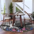 thumbnail image 3 of Round Rugs 7Ft, Black Cows Round Area Rug Washable Indoor Throw Carpet, Country Pink Spring Floral Elegant Farmhouse Wooden Large Non Slip Circle Rug for Dining Room Playroom Home Decor Aesthetic, 3 of 8