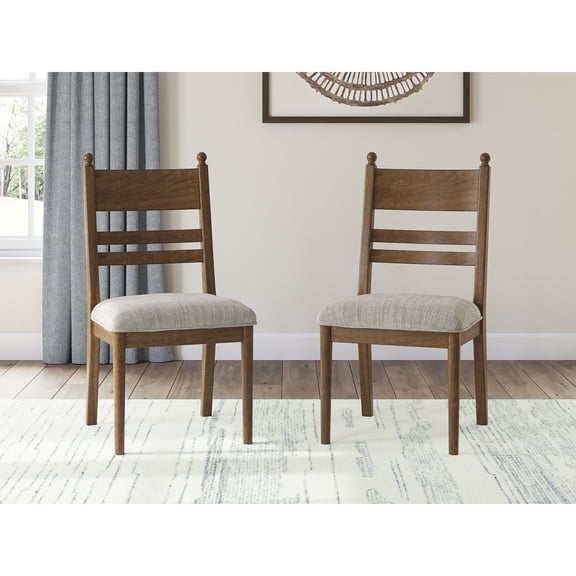 Signature Design by Ashley Chadworth Dining Upholstered Side Chairs, Set of 2, Brown Wood Frame with Polyester Seat