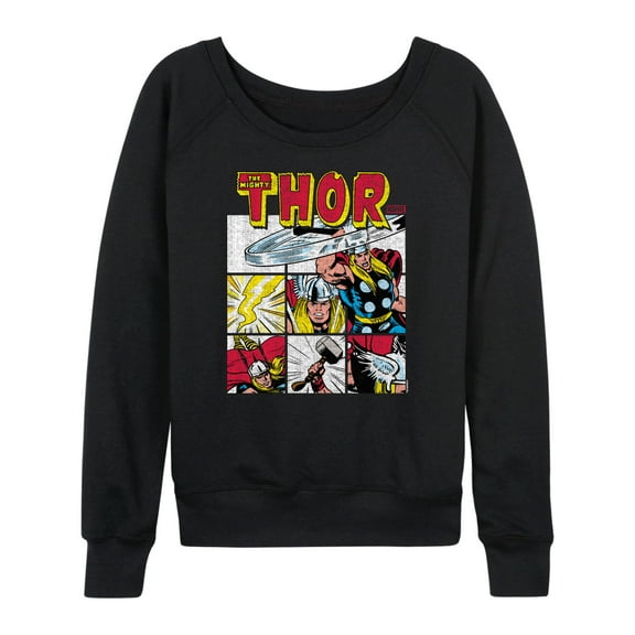 Marvel Thor - Comic Book Grid - Women's French Terry Pullover Sweatshirt