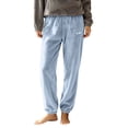 thumbnail image 2 of Ohufall Women's Pajama Pants Cozy Fleece Cuffed Elastic Waist Pant Soft Lounge Sleepwear for Winter, 2 of 5