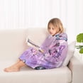 thumbnail image 4 of Purple Butterfly Pattern Blanket Hoodies for Kids 6-13YR Oversize Wearable Blanket Hoodies for Boys Girls Teens, 4 of 7
