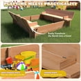 thumbnail image 6 of Luku Kids' Outdoor Wooden Sandbox Large,Kids' Outdoor Cedar Sandbox Large with 2 Foldable Bench Seats, Outdoor Kid Sand Pit for Backyard, 6 of 7