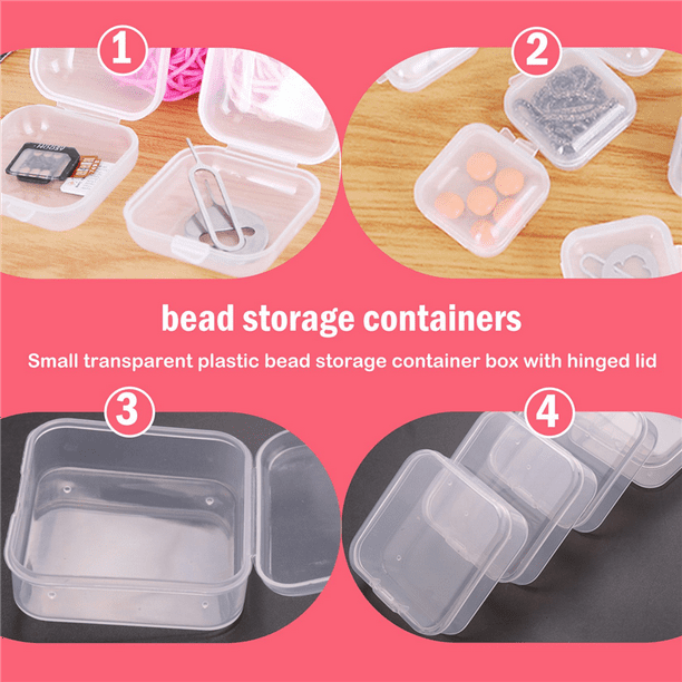 Geloo Small Clear Plastic Beads Storage Containers Box With Hinged Lid For Accessories,crafts,learning Supplies,screws,drills