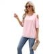 thumbnail image 3 of Blusa de Verano de Corta con Hombros Descubiertos y Encaje Acampanado para Mujer Rosa L, 3 of 10