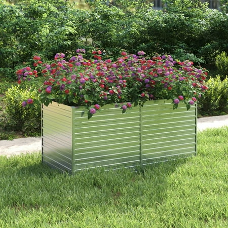 KUNEREN Garden Raised Bed 63 X31.5 X30.3 Galvanized Steel Silver