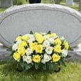 thumbnail image 6 of FTsdfkl 20Inch Cemetery Flowers for Grave,Headstone Flower Saddle,Flowers for Cemetery Grave Decoration Headstone Flower Saddle for Headstone Decoratio (Yellow White), 6 of 6