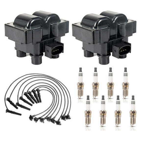 Set of 2 Ignition Coil and 8 Platinum Spark Plug with Wire Set For Ford 1996 1997 1998 1999 F-150 Expedition 1996 1997 Crown Victoria Grand Marquis Town Car 4.6L Replacement for FD487 WR5934 SP432