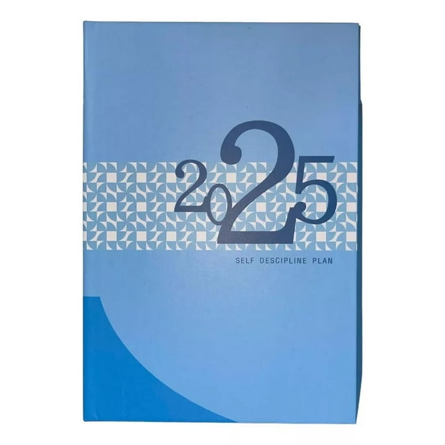 Agenda Ejecutiva Grande 2025, Pasta Dura Año 2025 Portada Azul Claro Rayas